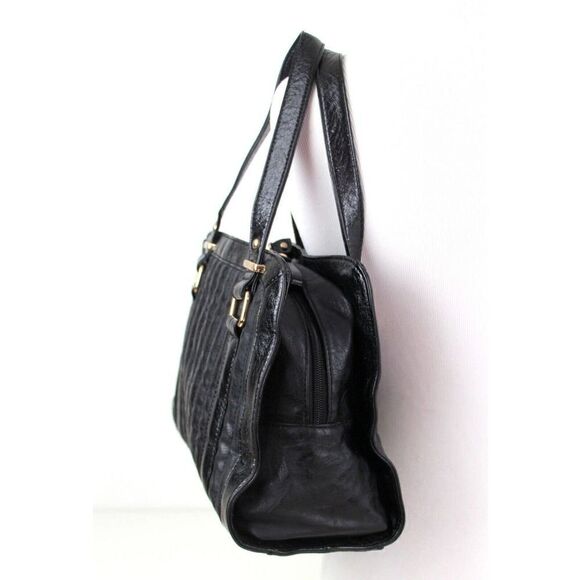CHARMING CHARLIE STITCHED BLACK POLYURETANE SHOULDER BAG HANDBAG TOTE HOBO PURSE - Picture 3 of 13
